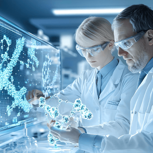 Food engineering laboratory with scientific equipment and fresh produce